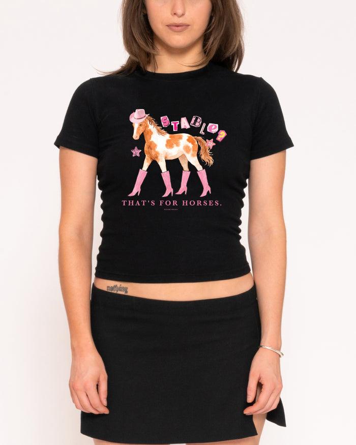 Stable? That's For Horses Black Longline Baby Tee