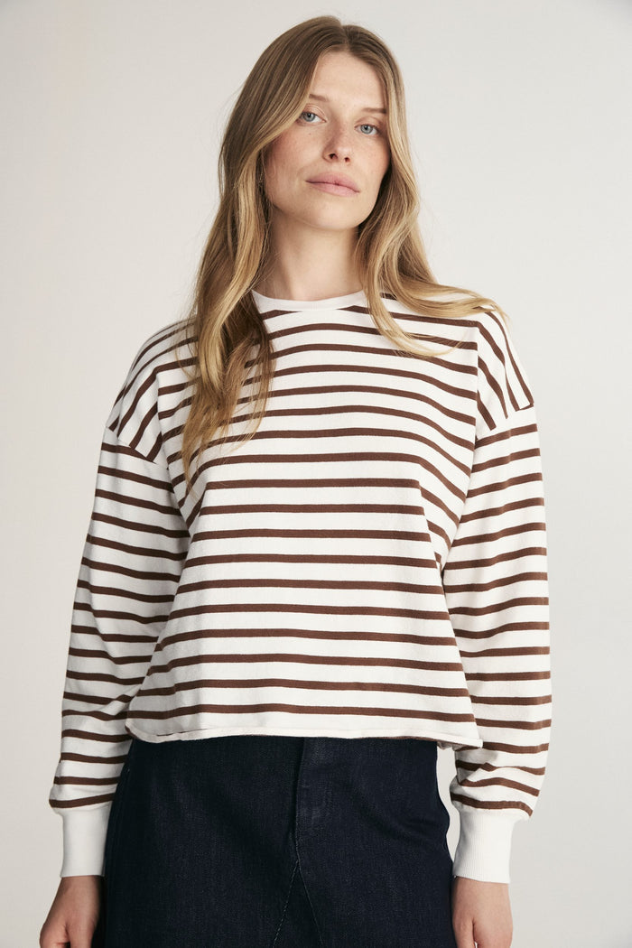 Striped oversize shirt with roll hem