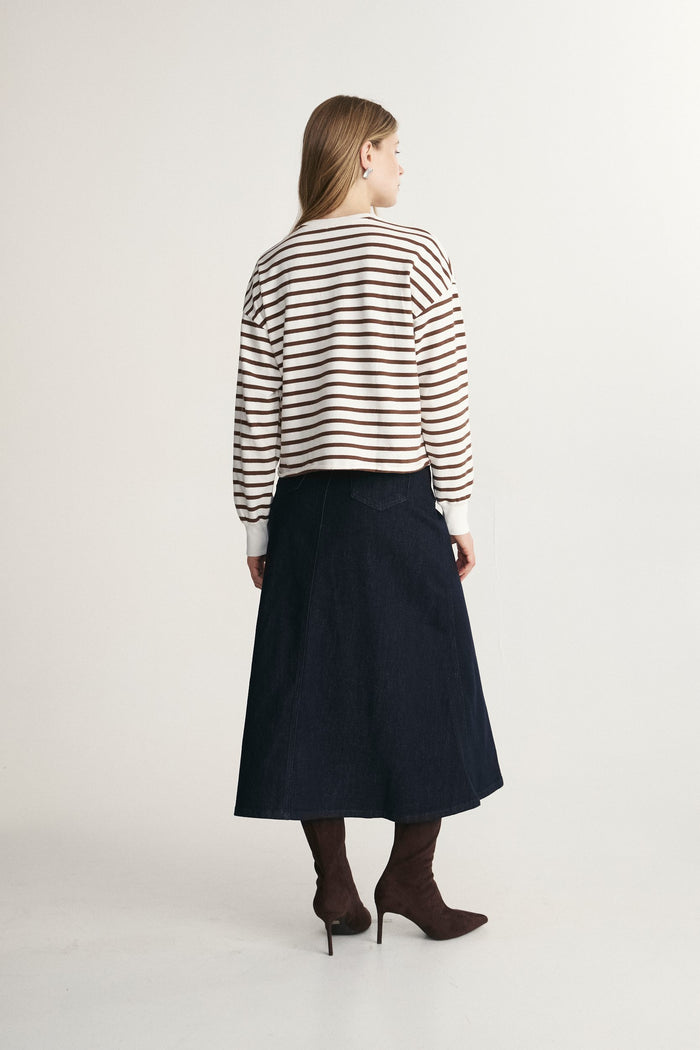 Striped oversize shirt with roll hem