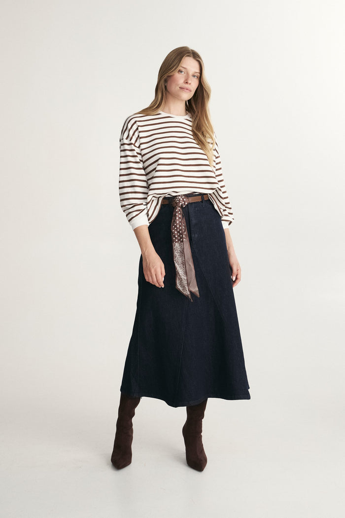 Striped oversize shirt with roll hem
