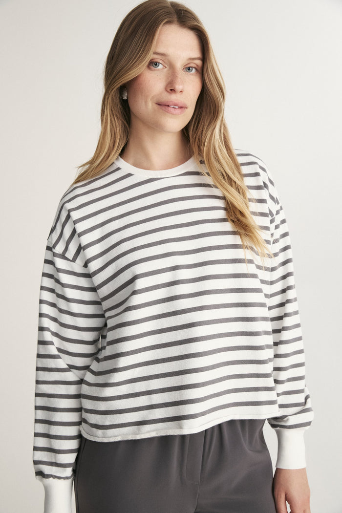 Striped oversize shirt with roll hem