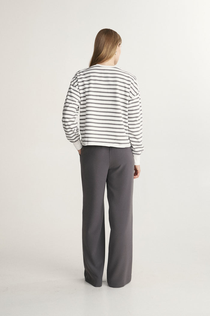 Striped oversize shirt with roll hem