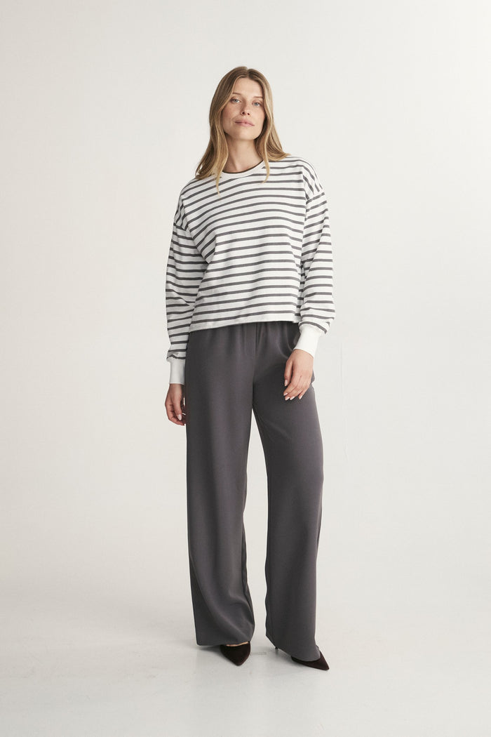 Striped oversize shirt with roll hem