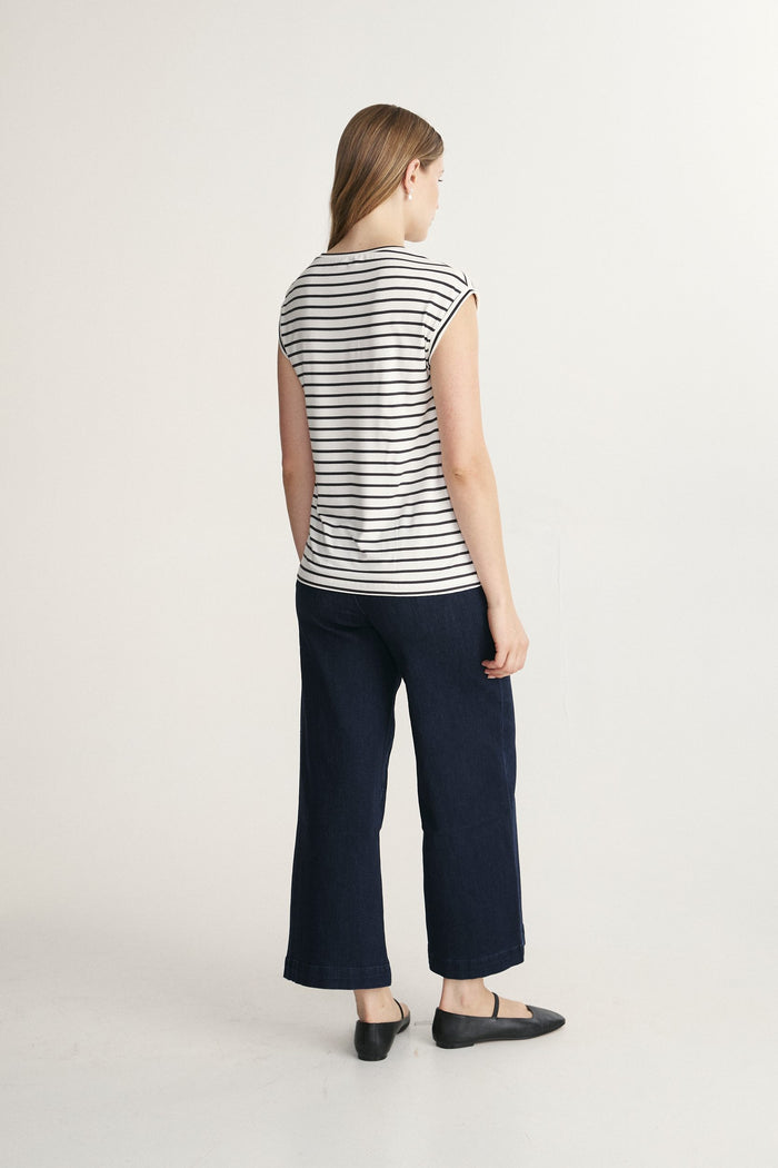 Striped Rolled Sleeve Top