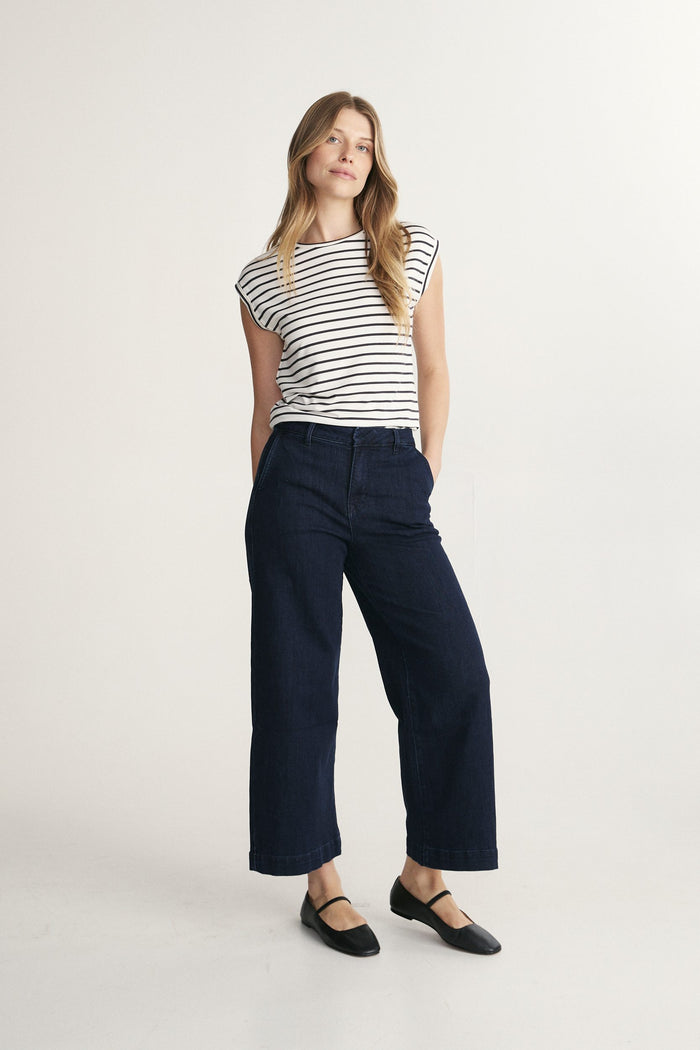 Striped Rolled Sleeve Top