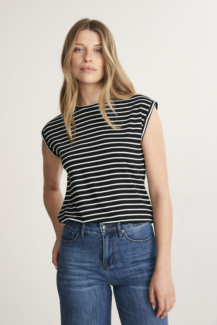 Striped Rolled Sleeve Top
