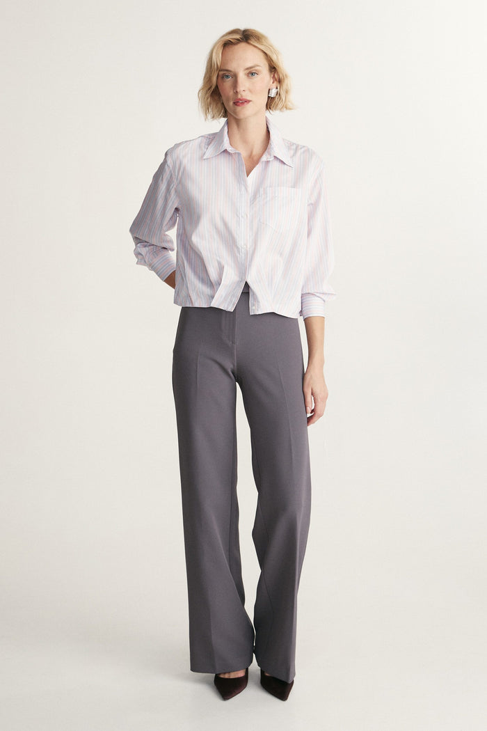 Striped shirt with drawstring
