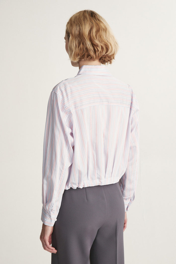 Striped shirt with drawstring