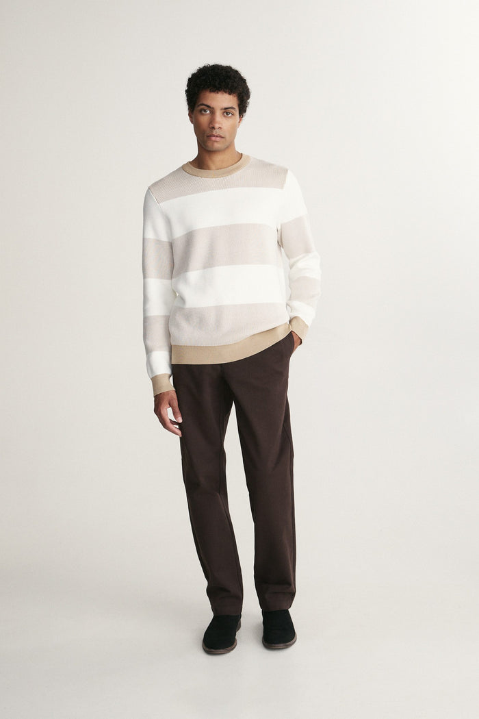 Stripes blocking crew neck