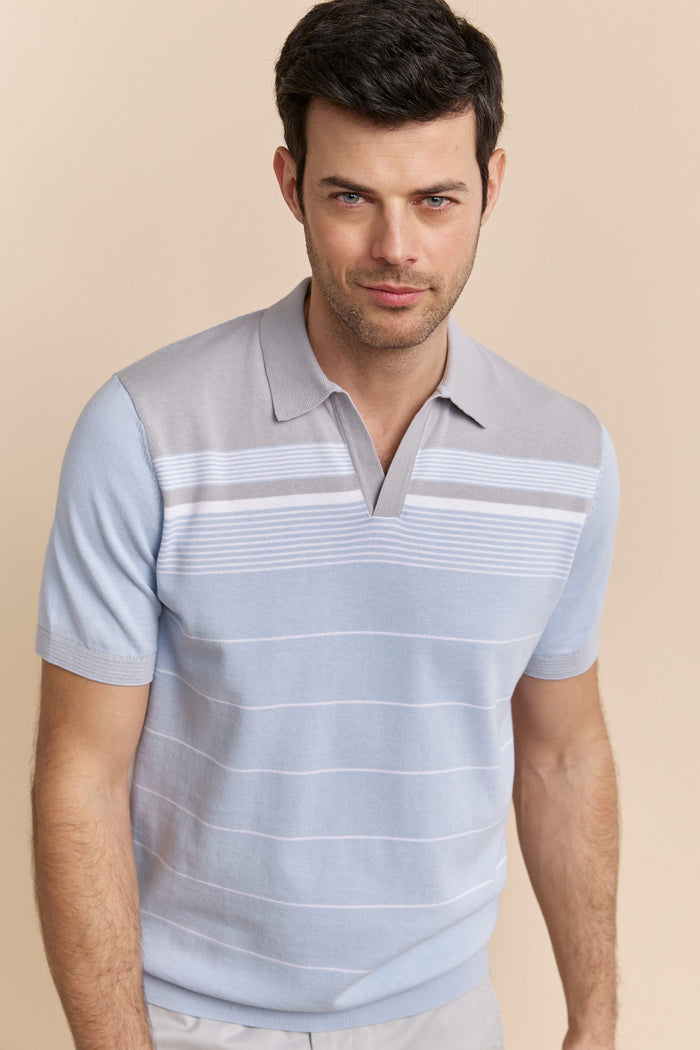 Stripes blocking knitted polo