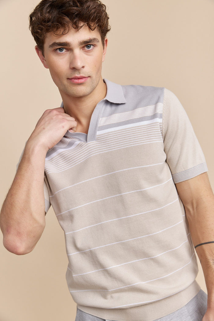 Stripes blocking knitted polo