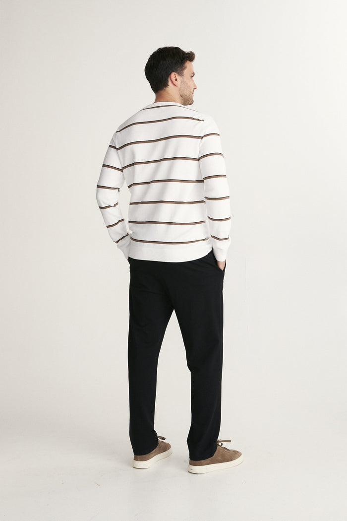 Stripes blocking long sleeve crew neck