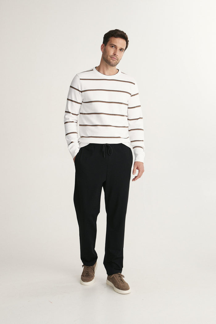 Stripes blocking long sleeve crew neck