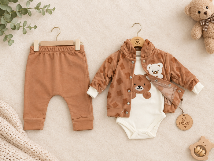 Teddy Bear Babyset – 3-Delig in Warme Beige Tinten