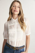 Tencel blouse with short puffy slv