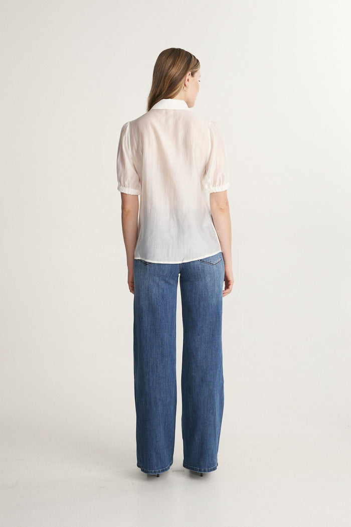 Tencel blouse with short puffy slv
