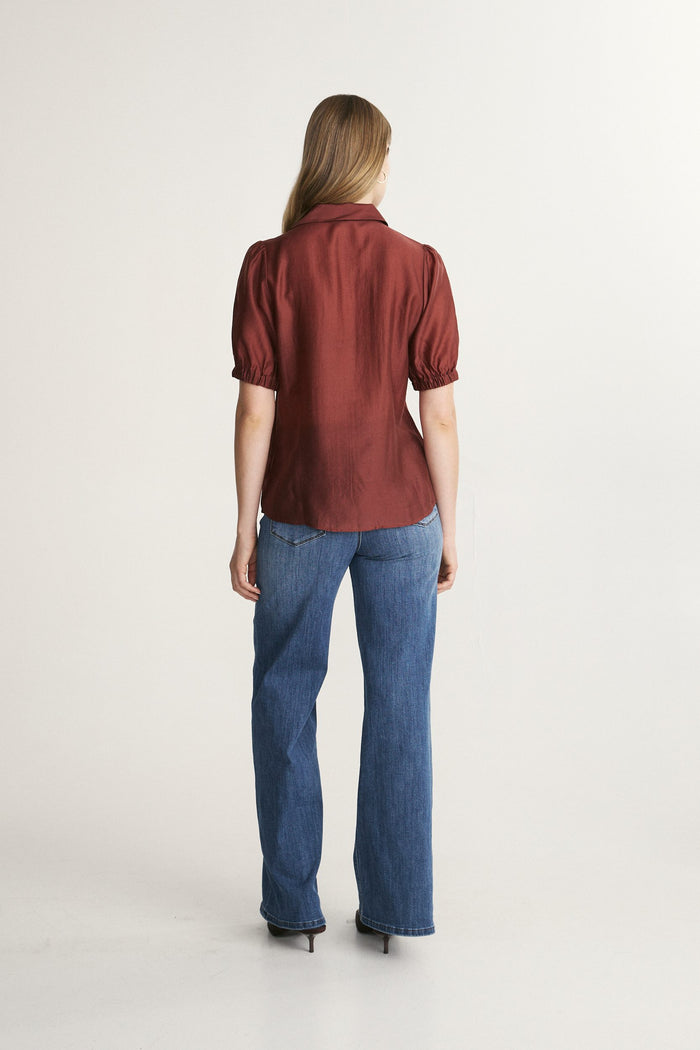 Tencel blouse with short puffy slv