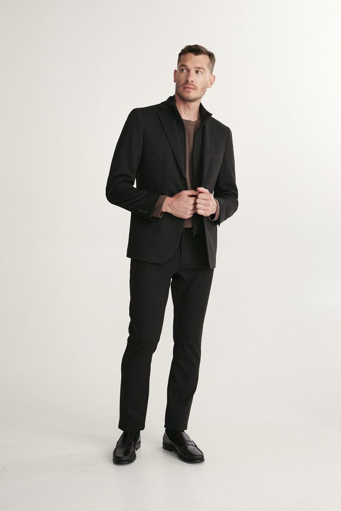 Textured Fitted blazer with removable collar