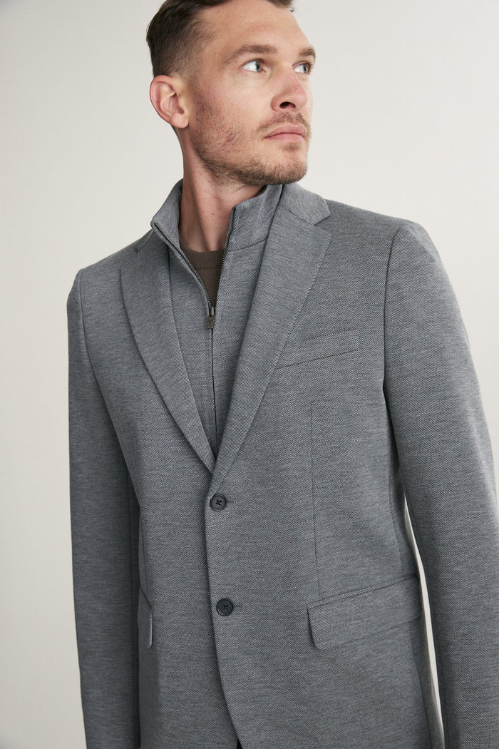 Textured Fitted blazer with removable collar