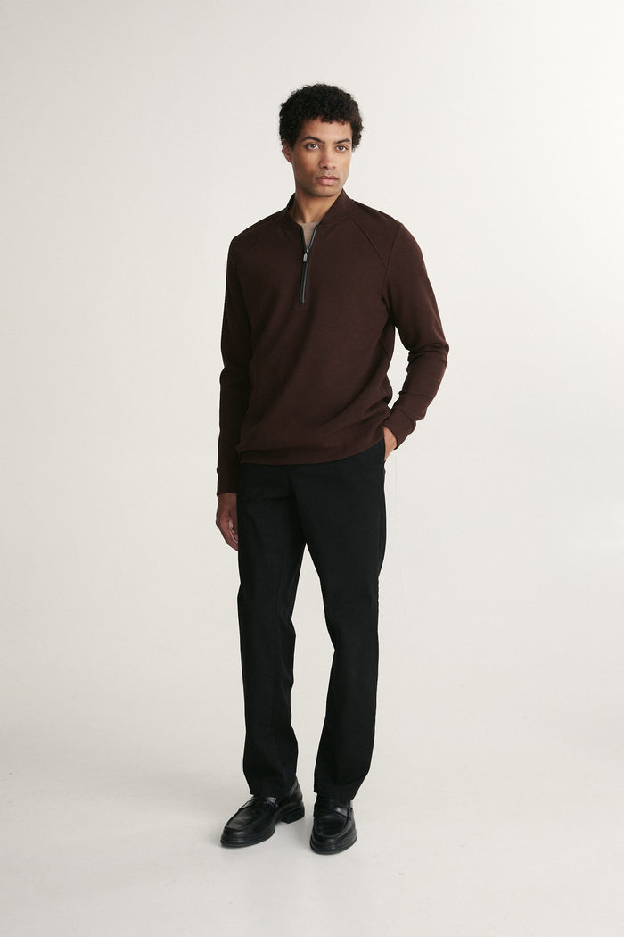 Textured half zip mockneck