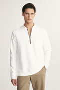 Textured half zip mockneck