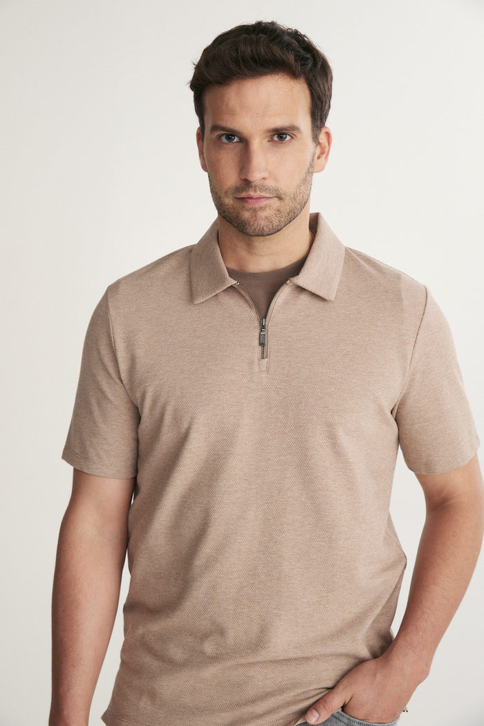 Textured polo with contrasting details