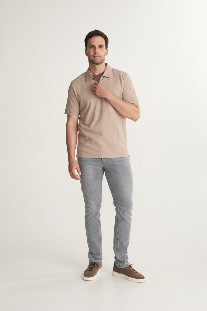Textured polo with contrasting details
