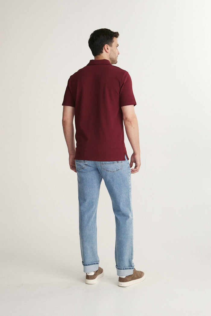 Textured polo with contrasting details