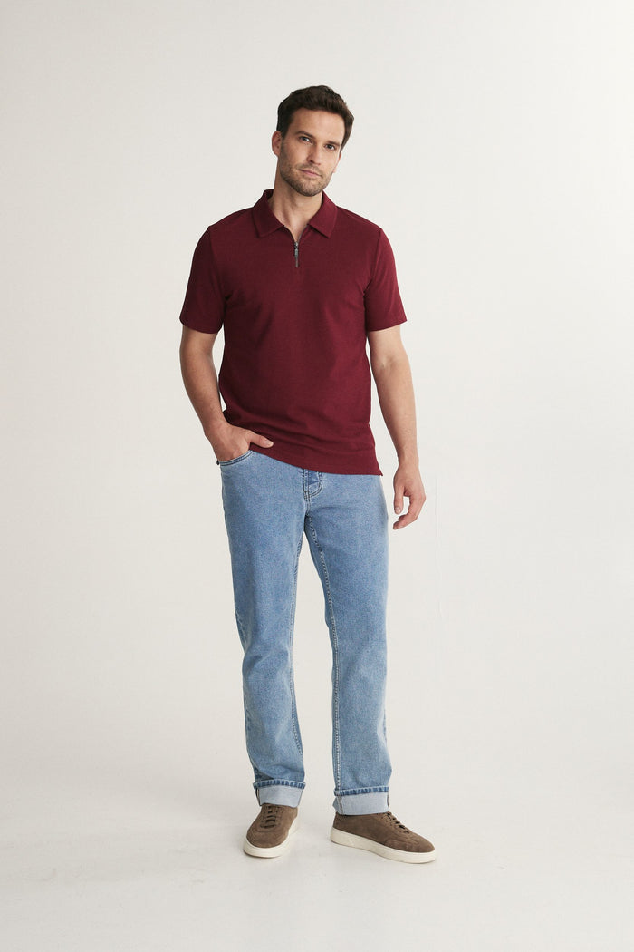Textured polo with contrasting details