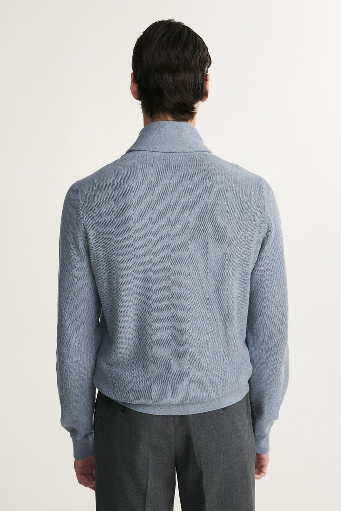 Textured shawl collar sweater