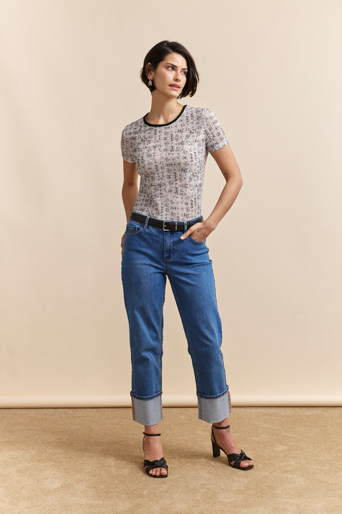 Textured T-shirt with print