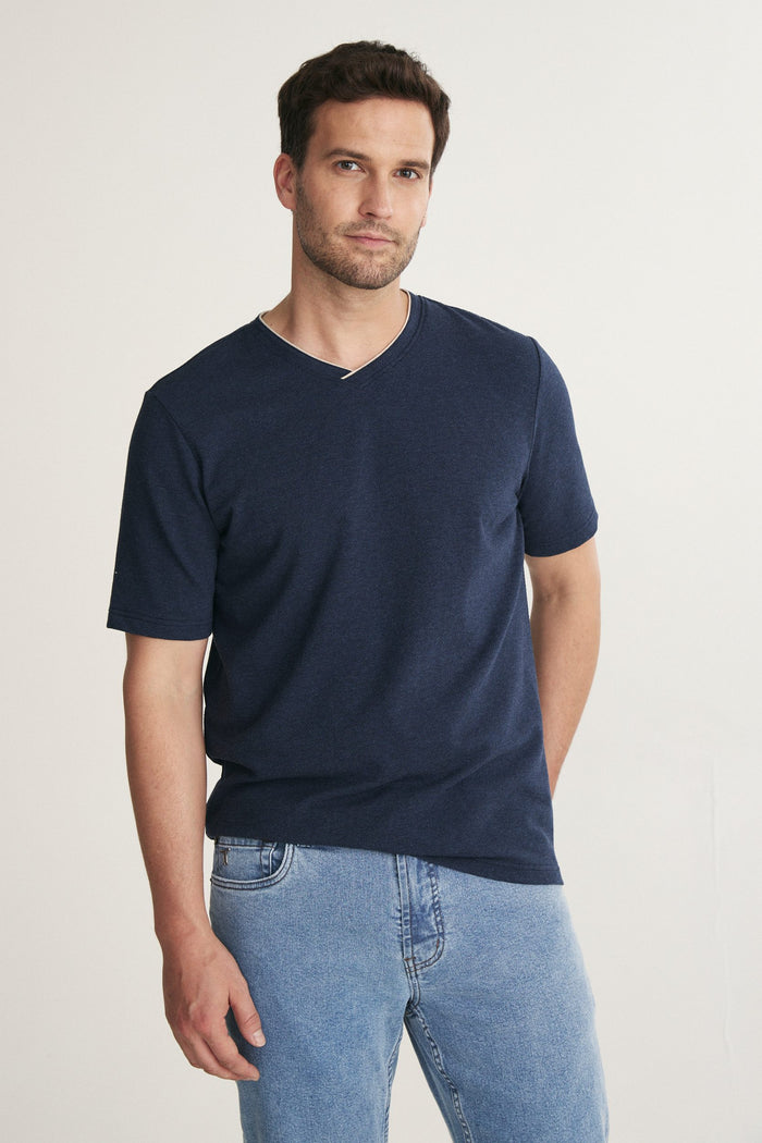 Textured V-Neck T-Shirt