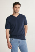 Textured V-Neck T-Shirt