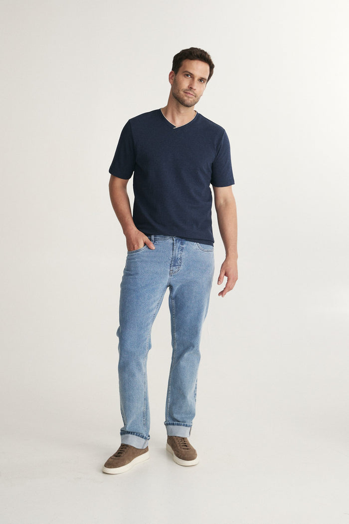 Textured V-Neck T-Shirt