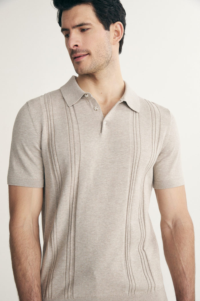 Textured vertical stripes polo
