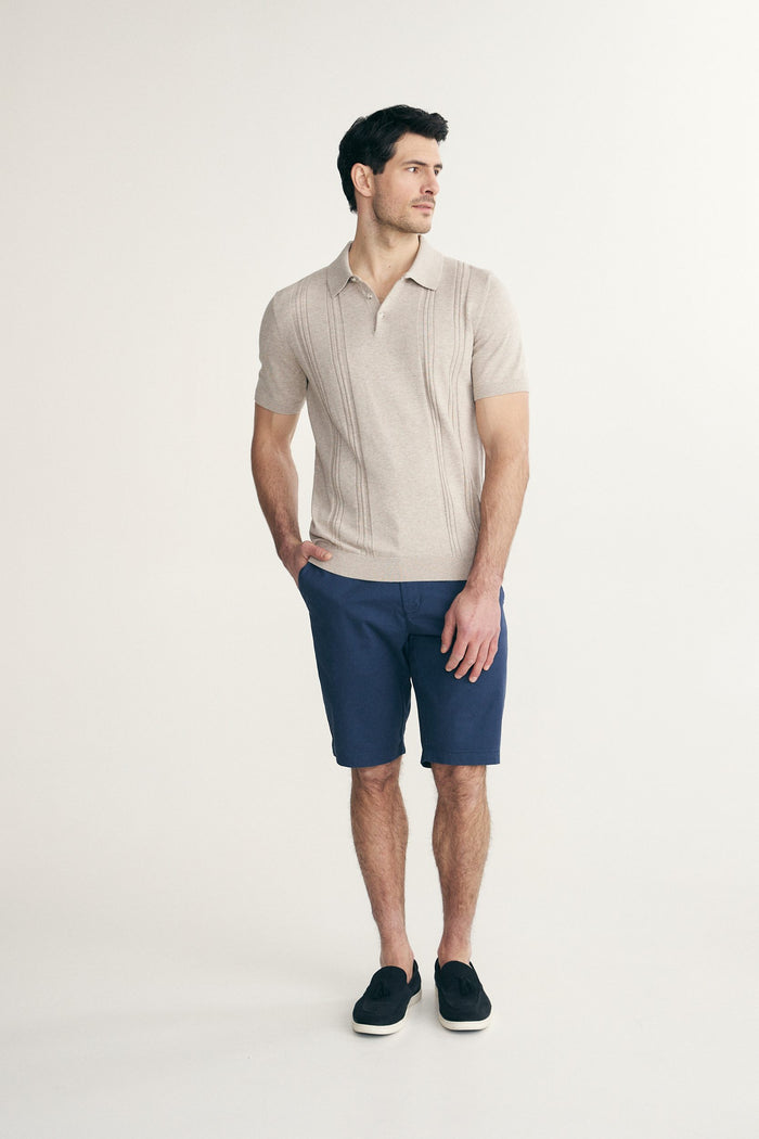 Textured vertical stripes polo