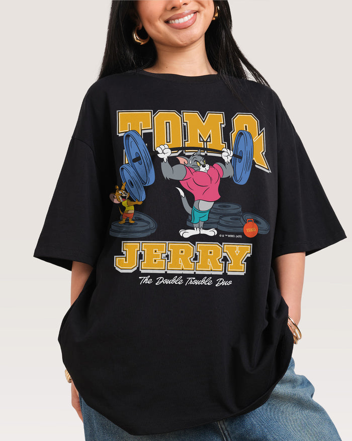 The Double Trouble Duo Black Oversized Tee