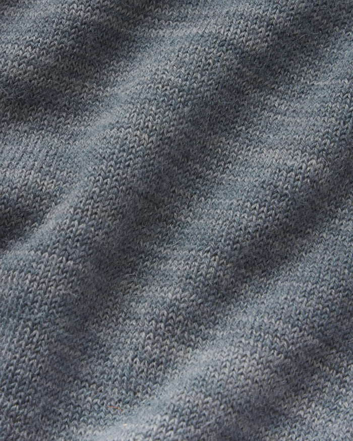 Close-up of textured PAKA The Hoodie in Bluestone fabric