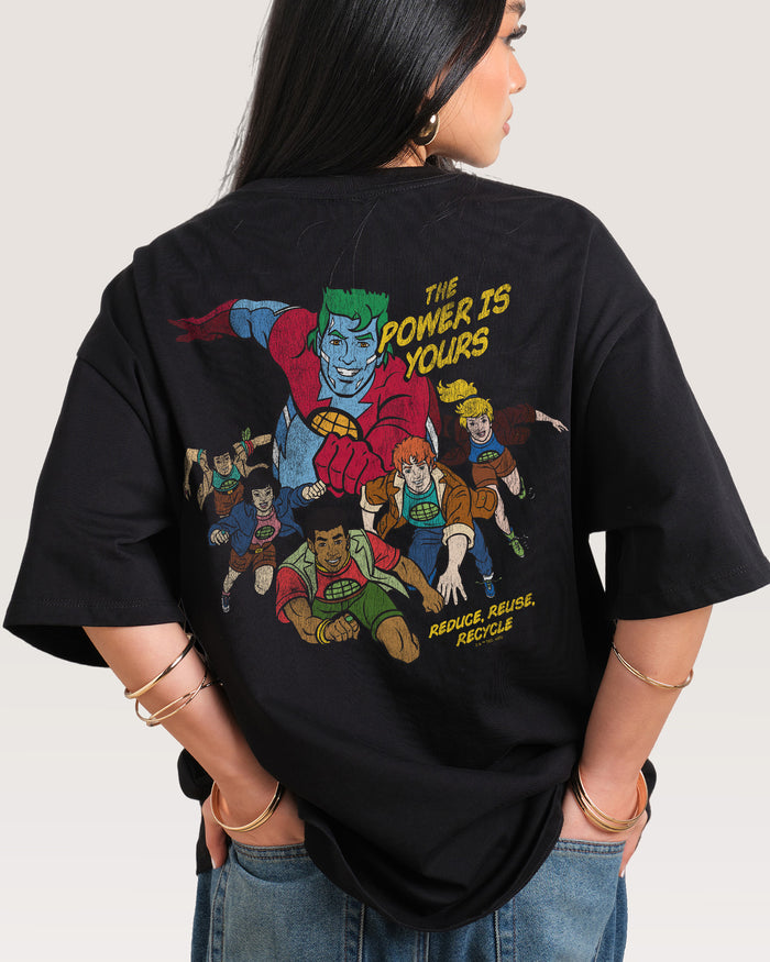 The Power Is Yours Black Oversized Tee