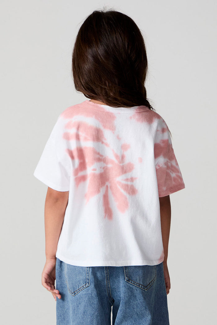 Back view of a girl wearing the Chaser The Rolling Stones Americana Stones Tee on a neutral background