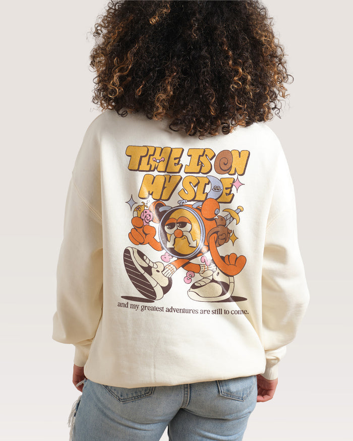 Time is on My Side Front and Back Natural Sweatshirt