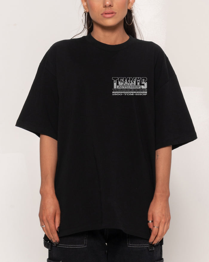 Tommy's Auto Shop Black Oversized Tee