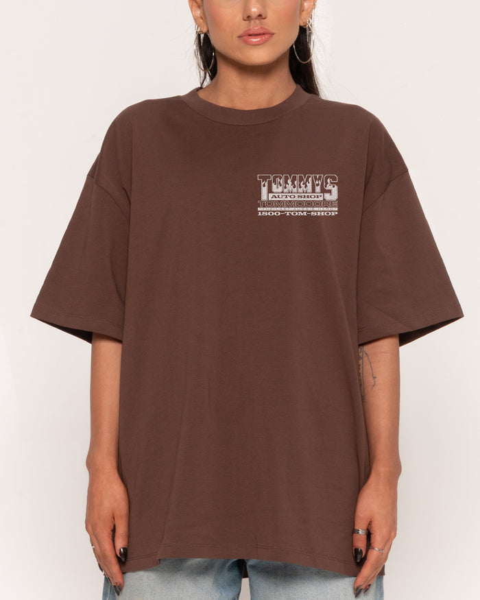 Tommy's Auto Shop Brown Oversized Tee