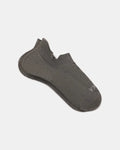 Angled view of Trail Ankle Socks showing low-cut ankle, breathable alpaca knit and cushioned heel on white background