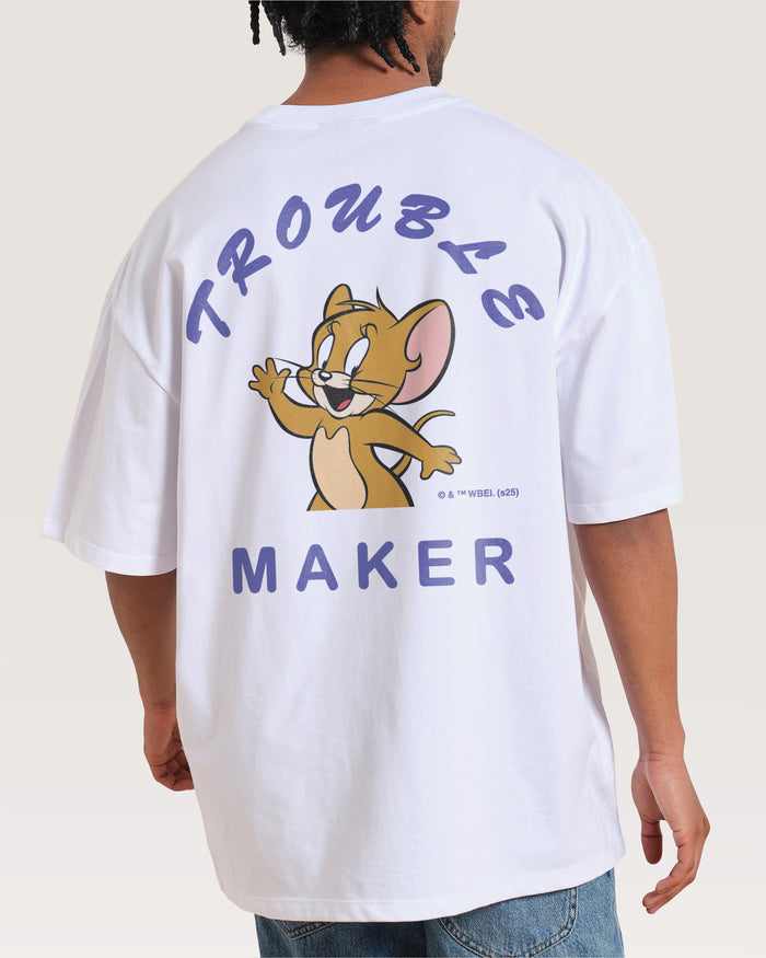 Troublesome Jerry White Oversized Tee