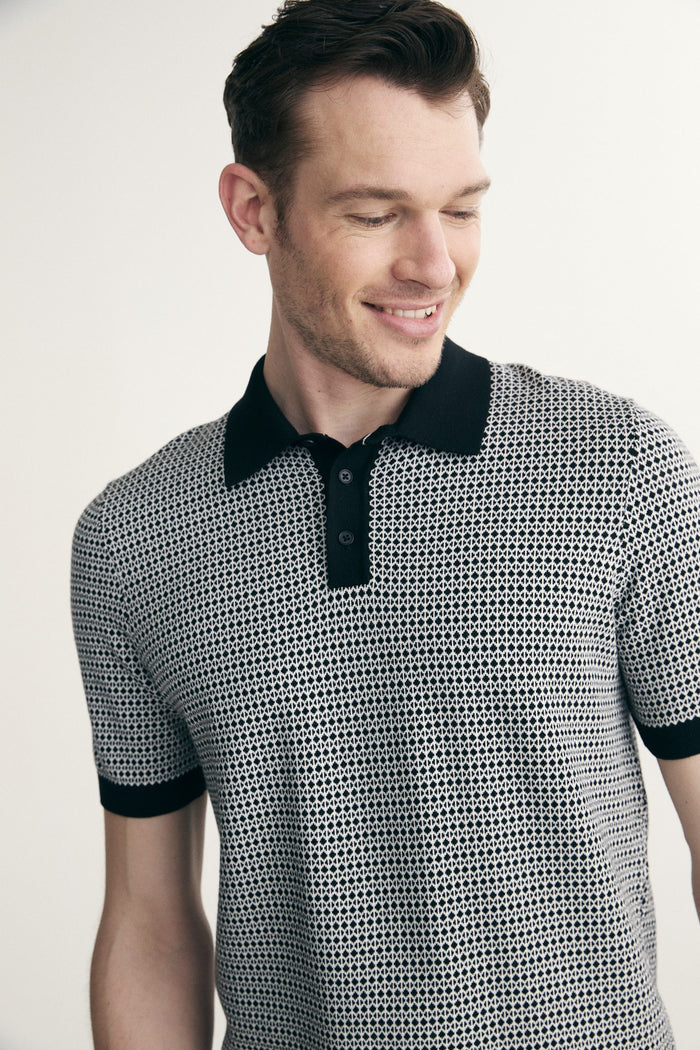 Two tone jacquard polo