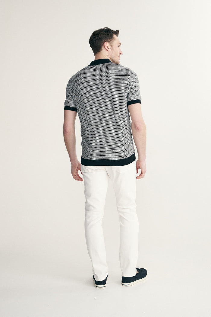 Two tone jacquard polo