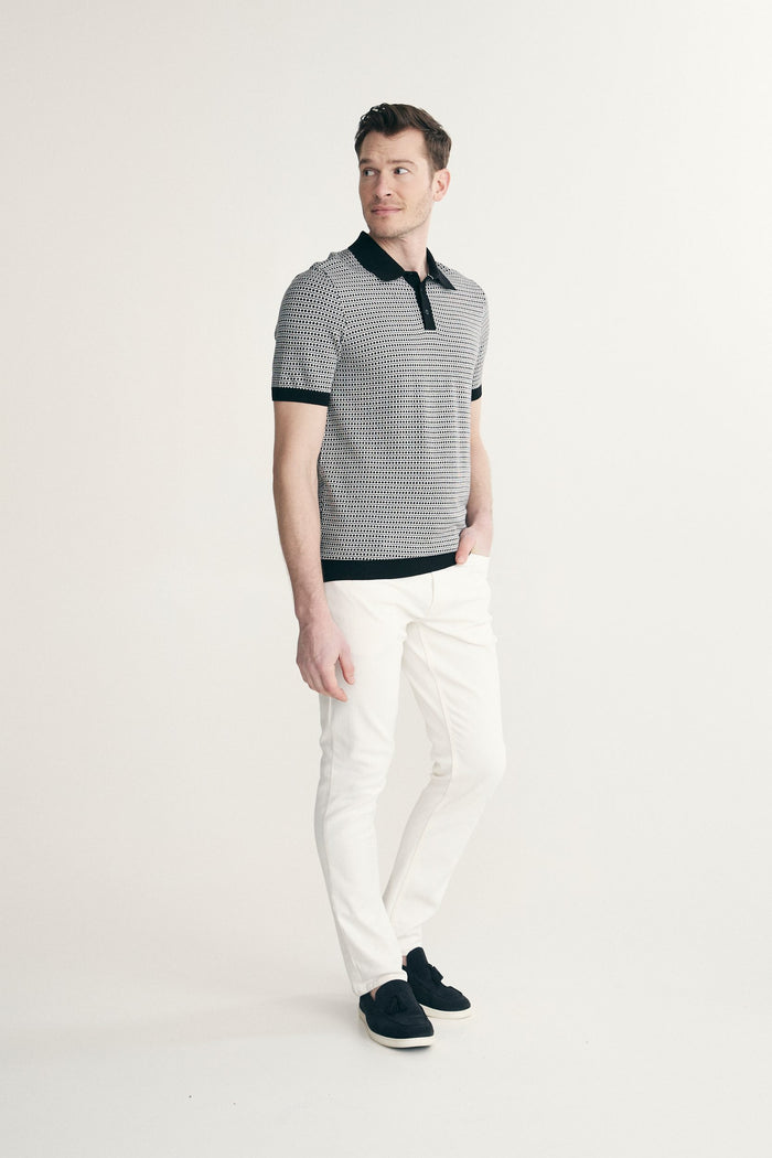 Two tone jacquard polo
