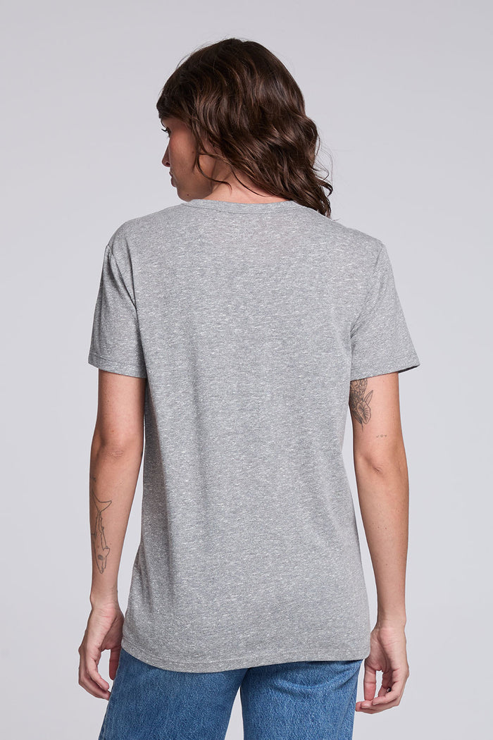 Back view of Chaser USA Flag Oversized Tee in Streaky Grey with relaxed oversized silhouette
