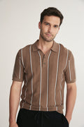 Vertical stripes short sleeve polo